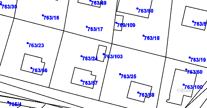 Parcela st. 763/103 v KÚ Stochov, Katastrální mapa