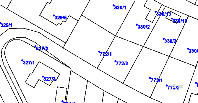 Parcela st. 772/1 v KÚ Stochov, Katastrální mapa
