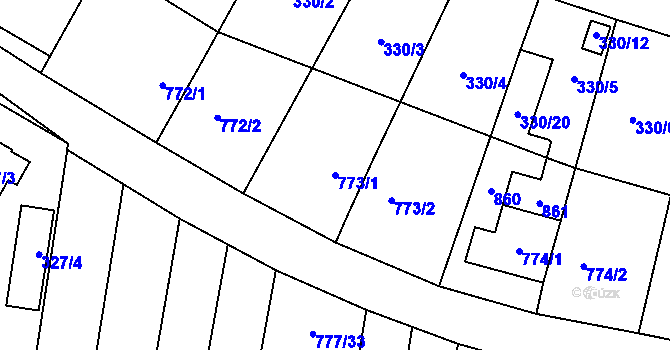 Parcela st. 773/1 v KÚ Stochov, Katastrální mapa