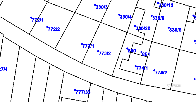Parcela st. 773/2 v KÚ Stochov, Katastrální mapa