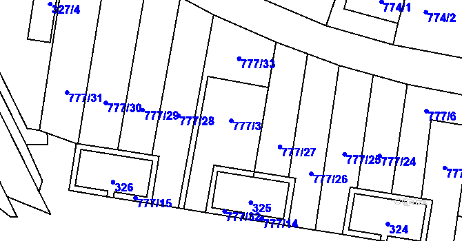 Parcela st. 777/3 v KÚ Stochov, Katastrální mapa