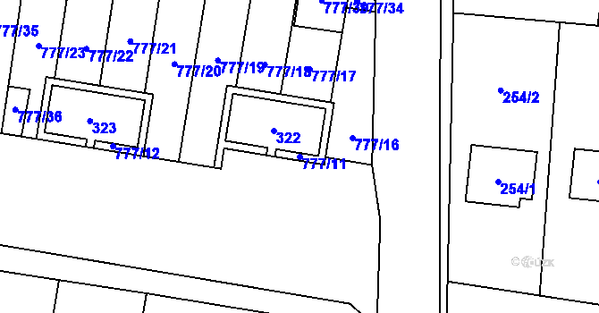 Parcela st. 777/11 v KÚ Stochov, Katastrální mapa