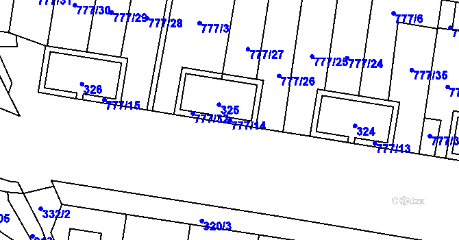 Parcela st. 777/14 v KÚ Stochov, Katastrální mapa