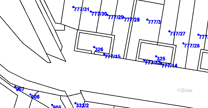 Parcela st. 777/15 v KÚ Stochov, Katastrální mapa