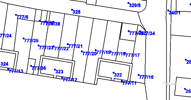 Parcela st. 777/19 v KÚ Stochov, Katastrální mapa
