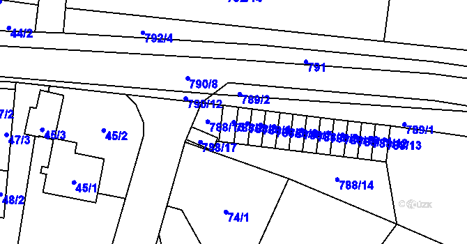 Parcela st. 788/2 v KÚ Stochov, Katastrální mapa