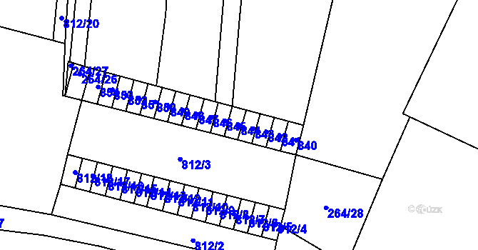 Parcela st. 844 v KÚ Stochov, Katastrální mapa
