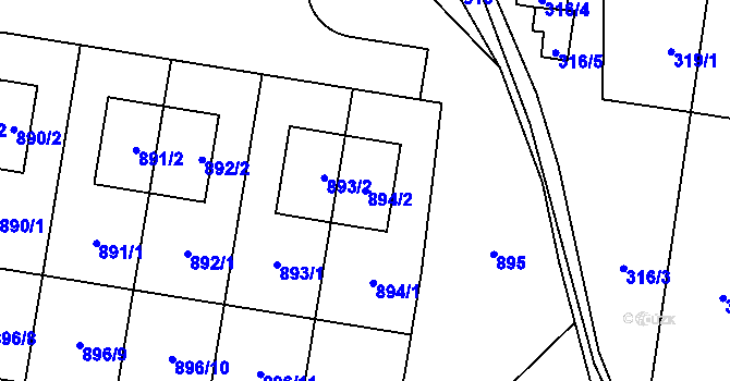 Parcela st. 894/2 v KÚ Stochov, Katastrální mapa