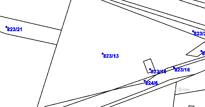 Parcela st. 823/13 v KÚ Stochov, Katastrální mapa