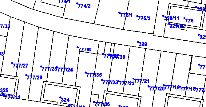 Parcela st. 777/37 v KÚ Stochov, Katastrální mapa