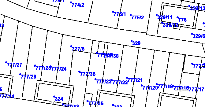 Parcela st. 777/38 v KÚ Stochov, Katastrální mapa