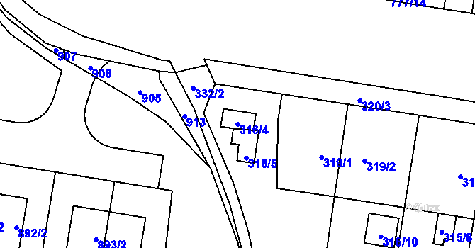 Parcela st. 316/4 v KÚ Stochov, Katastrální mapa