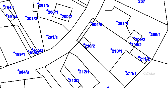Parcela st. 210/2 v KÚ Stochov, Katastrální mapa