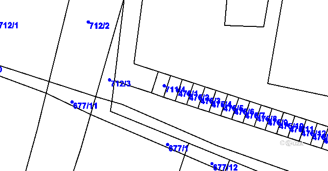 Parcela st. 711/4 v KÚ Stochov, Katastrální mapa