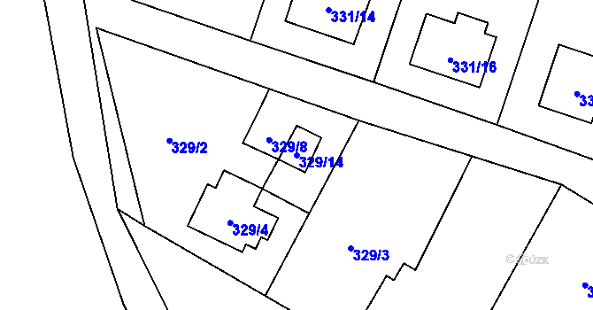 Parcela st. 329/14 v KÚ Stochov, Katastrální mapa