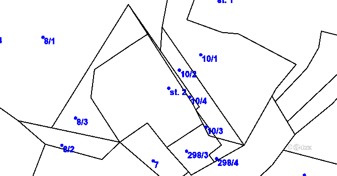 Parcela st. 2 v KÚ Holotín, Katastrální mapa