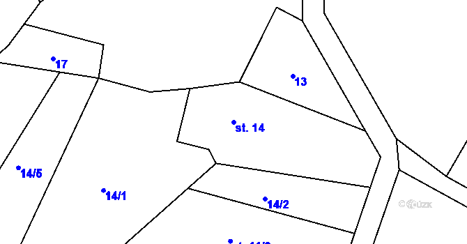 Parcela st. 14 v KÚ Holotín, Katastrální mapa