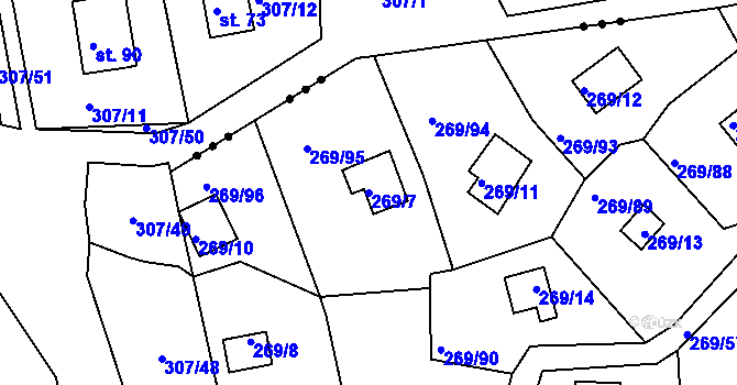 Parcela st. 269/7 v KÚ Holotín, Katastrální mapa