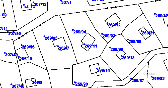 Parcela st. 269/11 v KÚ Holotín, Katastrální mapa
