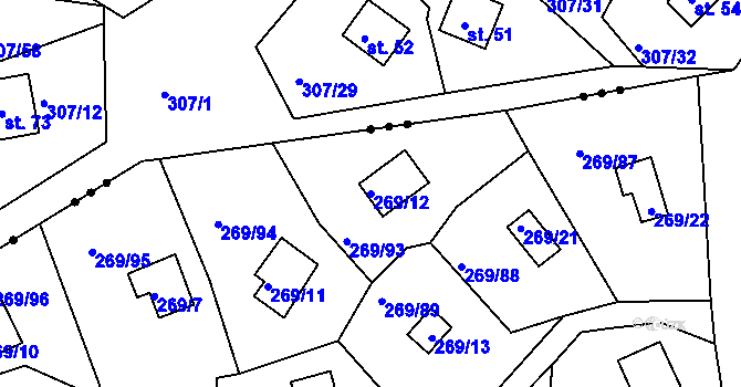 Parcela st. 269/12 v KÚ Holotín, Katastrální mapa