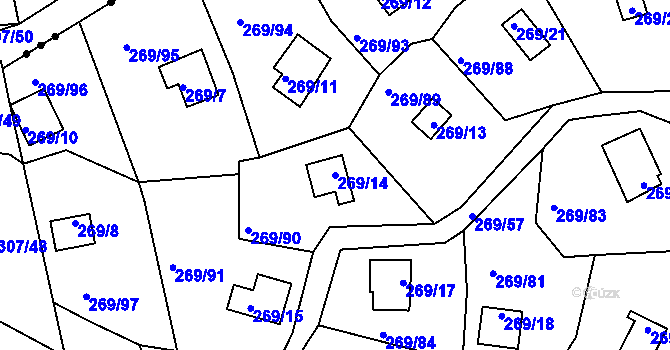 Parcela st. 269/14 v KÚ Holotín, Katastrální mapa