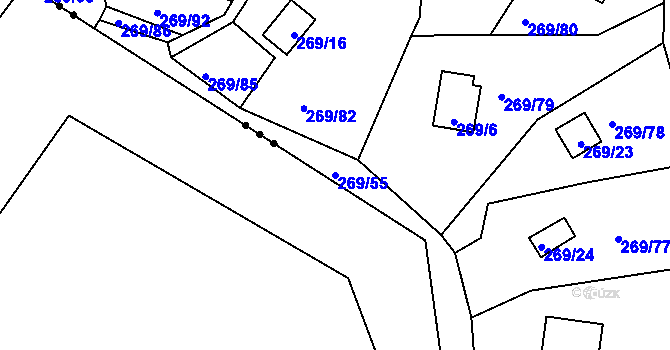 Parcela st. 269/55 v KÚ Holotín, Katastrální mapa