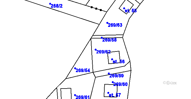Parcela st. 269/62 v KÚ Holotín, Katastrální mapa