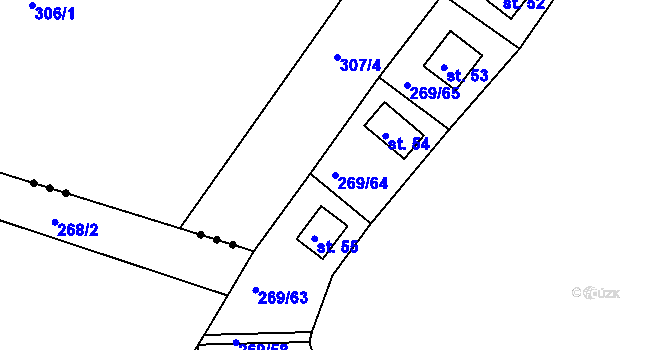 Parcela st. 269/64 v KÚ Holotín, Katastrální mapa