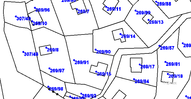 Parcela st. 269/90 v KÚ Holotín, Katastrální mapa
