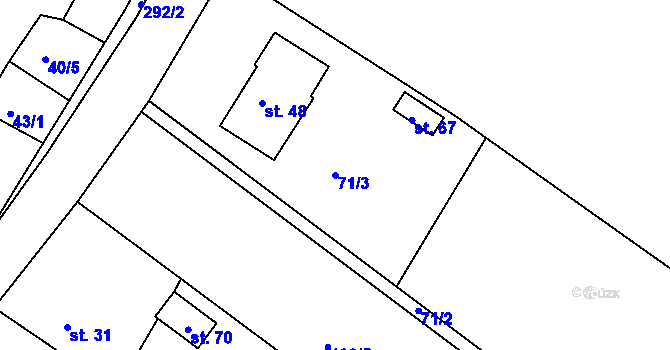 Parcela st. 71/3 v KÚ Holotín, Katastrální mapa