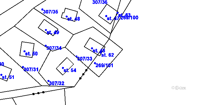 Parcela st. 62 v KÚ Holotín, Katastrální mapa