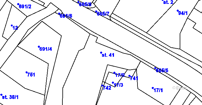 Parcela st. 41 v KÚ Stojice, Katastrální mapa