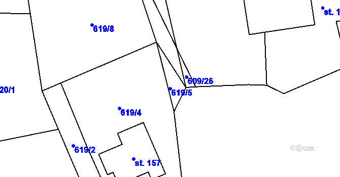 Parcela st. 619/5 v KÚ Stojice, Katastrální mapa