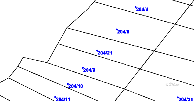 Parcela st. 204/21 v KÚ Stojice, Katastrální mapa