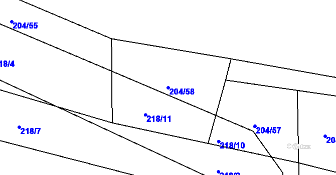 Parcela st. 204/58 v KÚ Stojice, Katastrální mapa