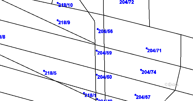 Parcela st. 204/59 v KÚ Stojice, Katastrální mapa
