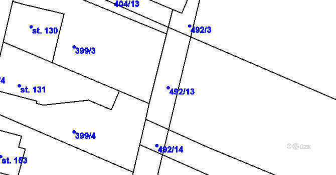 Parcela st. 492/13 v KÚ Stojice, Katastrální mapa