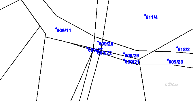 Parcela st. 609/22 v KÚ Stojice, Katastrální mapa