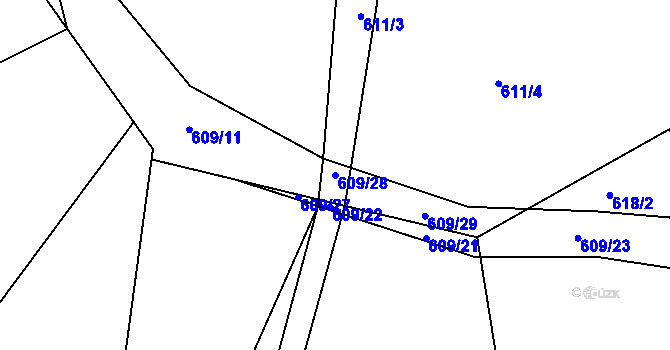 Parcela st. 609/28 v KÚ Stojice, Katastrální mapa