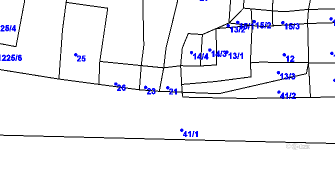 Parcela st. 21 v KÚ Stonařov, Katastrální mapa
