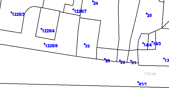 Parcela st. 25 v KÚ Stonařov, Katastrální mapa