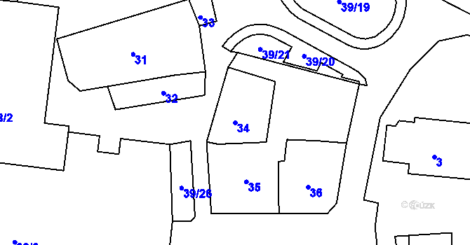 Parcela st. 34 v KÚ Stonařov, Katastrální mapa