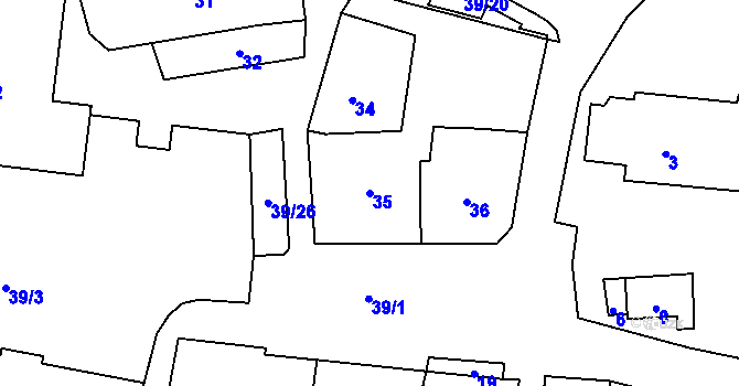 Parcela st. 35 v KÚ Stonařov, Katastrální mapa