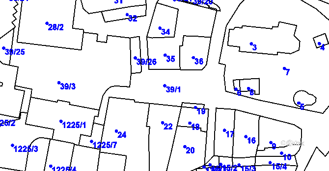 Parcela st. 39/1 v KÚ Stonařov, Katastrální mapa