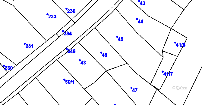 Parcela st. 46 v KÚ Stonařov, Katastrální mapa