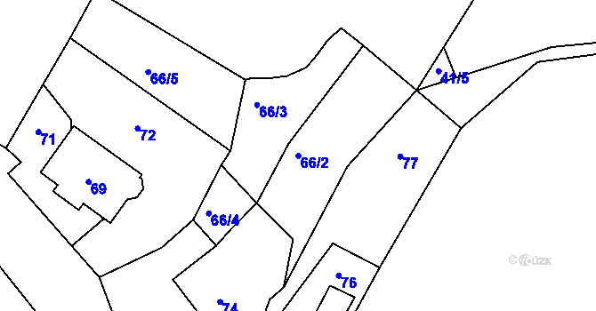 Parcela st. 66/2 v KÚ Stonařov, Katastrální mapa