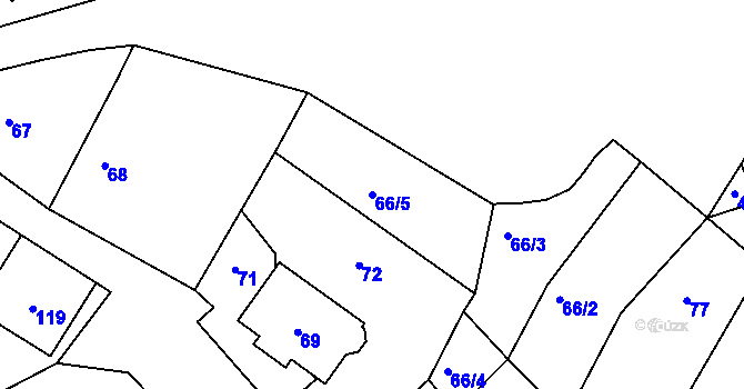 Parcela st. 66/5 v KÚ Stonařov, Katastrální mapa