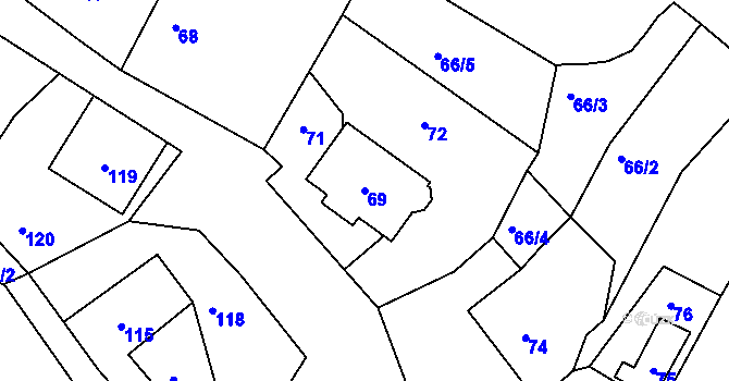 Parcela st. 69 v KÚ Stonařov, Katastrální mapa