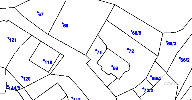 Parcela st. 71 v KÚ Stonařov, Katastrální mapa