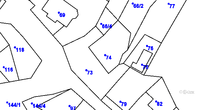 Parcela st. 74 v KÚ Stonařov, Katastrální mapa